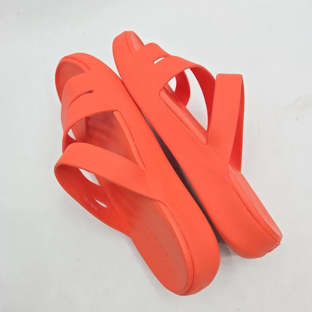 Crocs Getaway Sandals Strappy Women Size 10 Orange Platform Bright Slip On Shoes - Picture 7 of 10